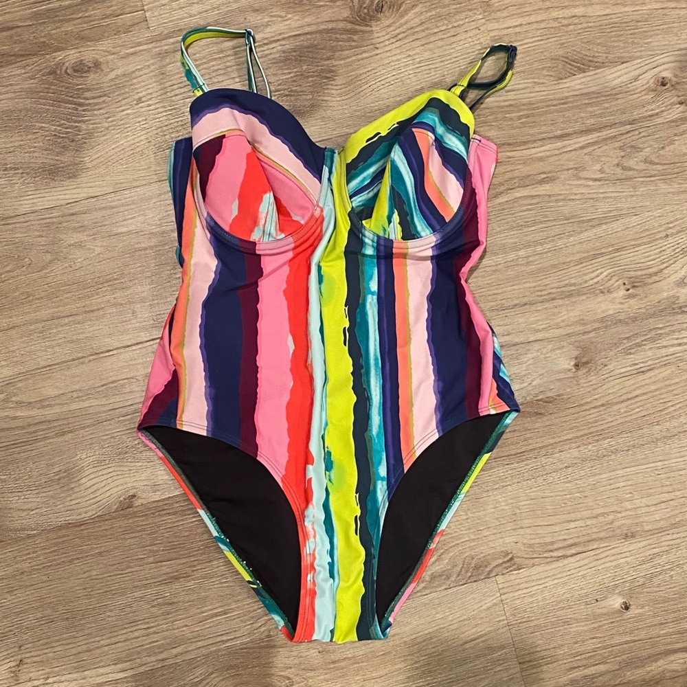 Striped One Piece Swimsuit
